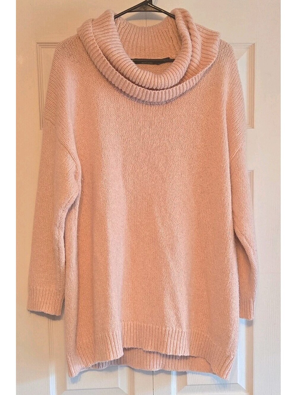 Lauren Ralph Lauren Womens Pink chunky Knit Cowl Neck Ribbed Pullover Sweater XL